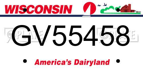 GV55458 Wisconsin License Plate