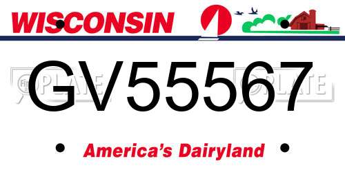 GV55567 Wisconsin License Plate