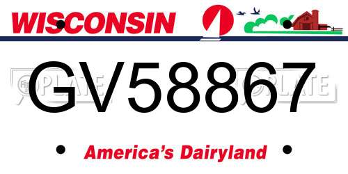 GV58867 Wisconsin License Plate