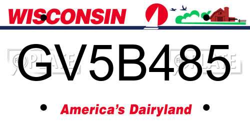 GV5B485 Wisconsin License Plate