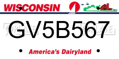 GV5B567 Wisconsin License Plate