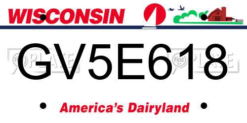 GV5E618 Wisconsin License Plate