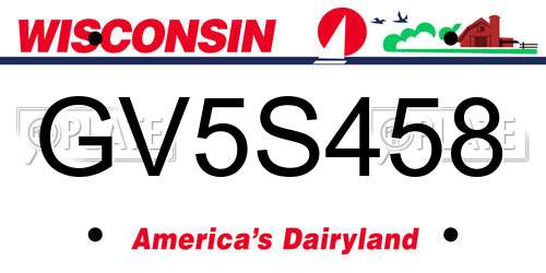 GV5S458 Wisconsin License Plate
