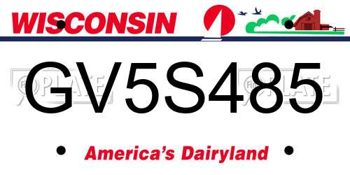 GV5S485 Wisconsin License Plate
