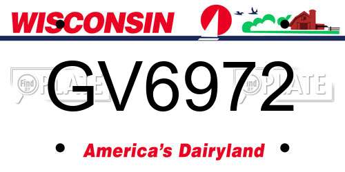 GV6972 Wisconsin License Plate