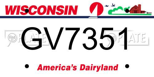 GV7351 Wisconsin License Plate