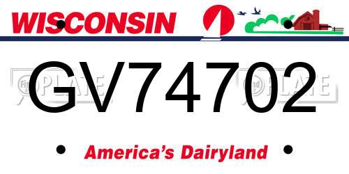 GV74702 Wisconsin License Plate