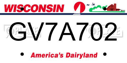 GV7A702 Wisconsin License Plate