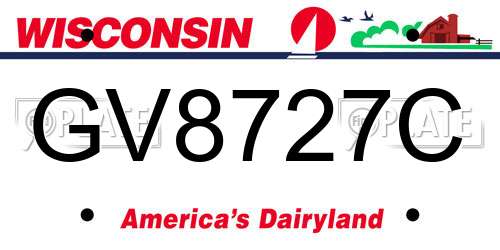 GV8727C Wisconsin License Plate
