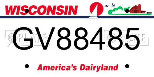GV88485 Wisconsin License Plate
