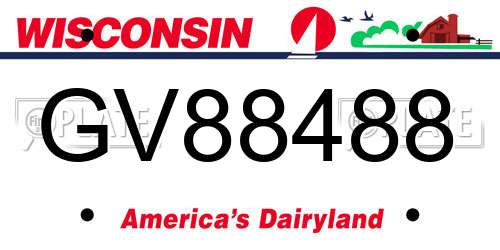 GV88488 Wisconsin License Plate