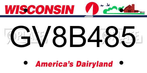 GV8B485 Wisconsin License Plate