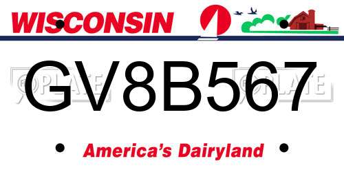 GV8B567 Wisconsin License Plate