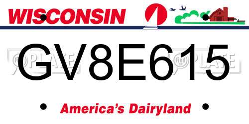 GV8E615 Wisconsin License Plate