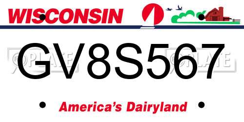 GV8S567 Wisconsin License Plate