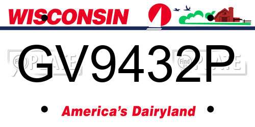 GV9432P Wisconsin License Plate