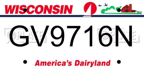 GV9716N Wisconsin License Plate