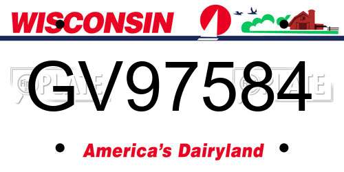 GV97584 Wisconsin License Plate