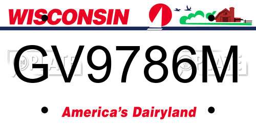 GV9786M Wisconsin License Plate