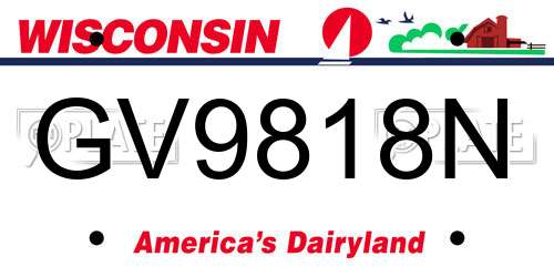GV9818N Wisconsin License Plate