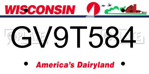 GV9T584 Wisconsin License Plate