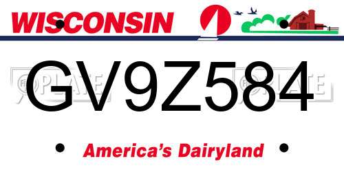 GV9Z584 Wisconsin License Plate