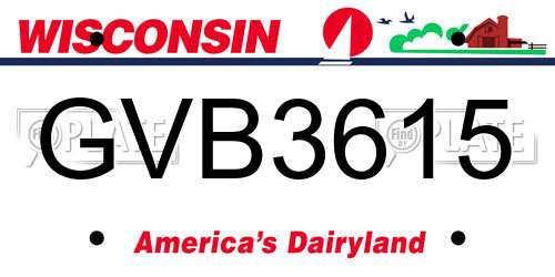 GVB3615 Wisconsin License Plate