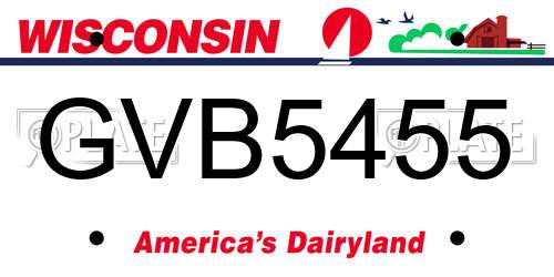 GVB5455 Wisconsin License Plate
