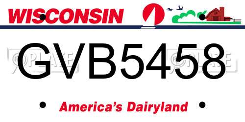 GVB5458 Wisconsin License Plate