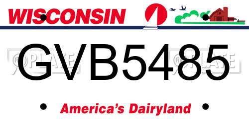GVB5485 Wisconsin License Plate