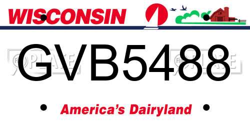 GVB5488 Wisconsin License Plate