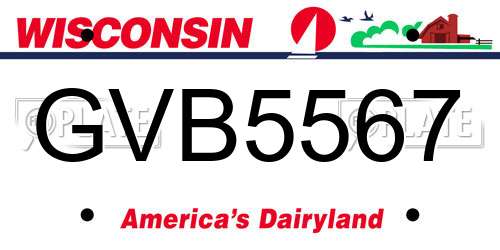 GVB5567 Wisconsin License Plate