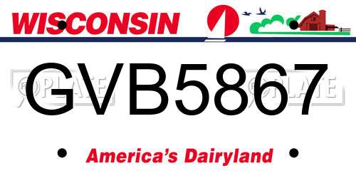 GVB5867 Wisconsin License Plate