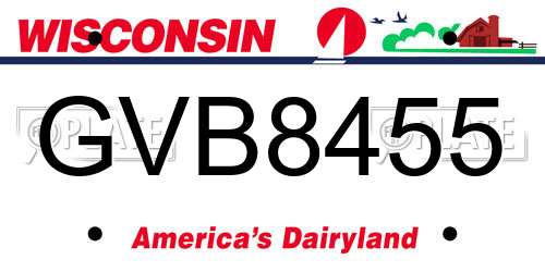 GVB8455 Wisconsin License Plate