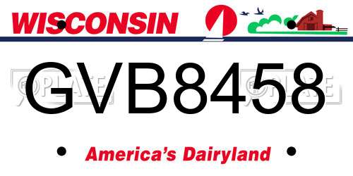 GVB8458 Wisconsin License Plate