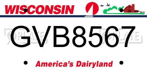 GVB8567 Wisconsin License Plate