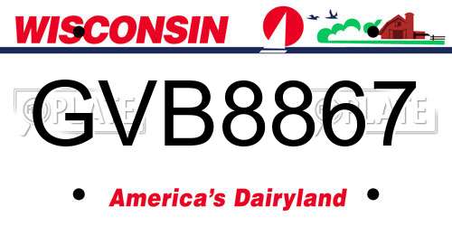 GVB8867 Wisconsin License Plate