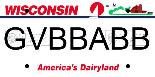 GVBBABB Wisconsin License Plate