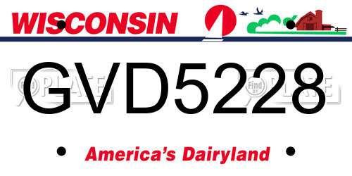 GVD5228 Wisconsin License Plate