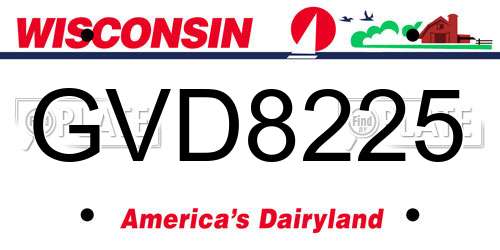 GVD8225 Wisconsin License Plate