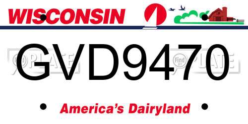 GVD9470 Wisconsin License Plate