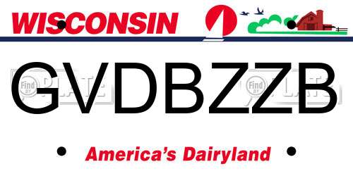 GVDBZZB Wisconsin License Plate
