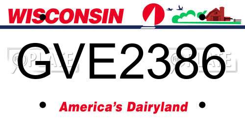 GVE2386 Wisconsin License Plate