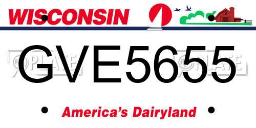 GVE5655 Wisconsin License Plate