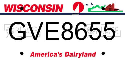 GVE8655 Wisconsin License Plate