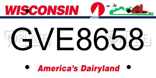 GVE8658 Wisconsin License Plate