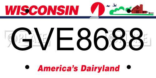 GVE8688 Wisconsin License Plate