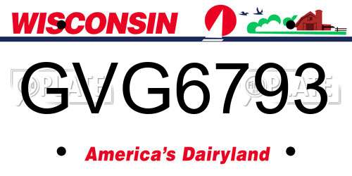 GVG6793 Wisconsin License Plate