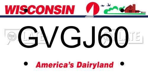 GVGJ60 Wisconsin License Plate