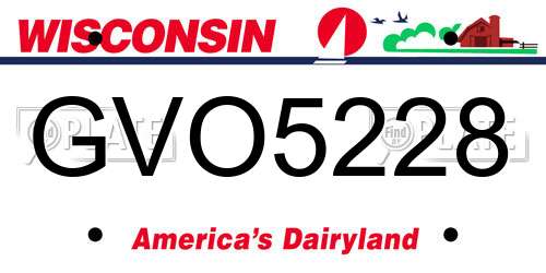 GVO5228 Wisconsin License Plate